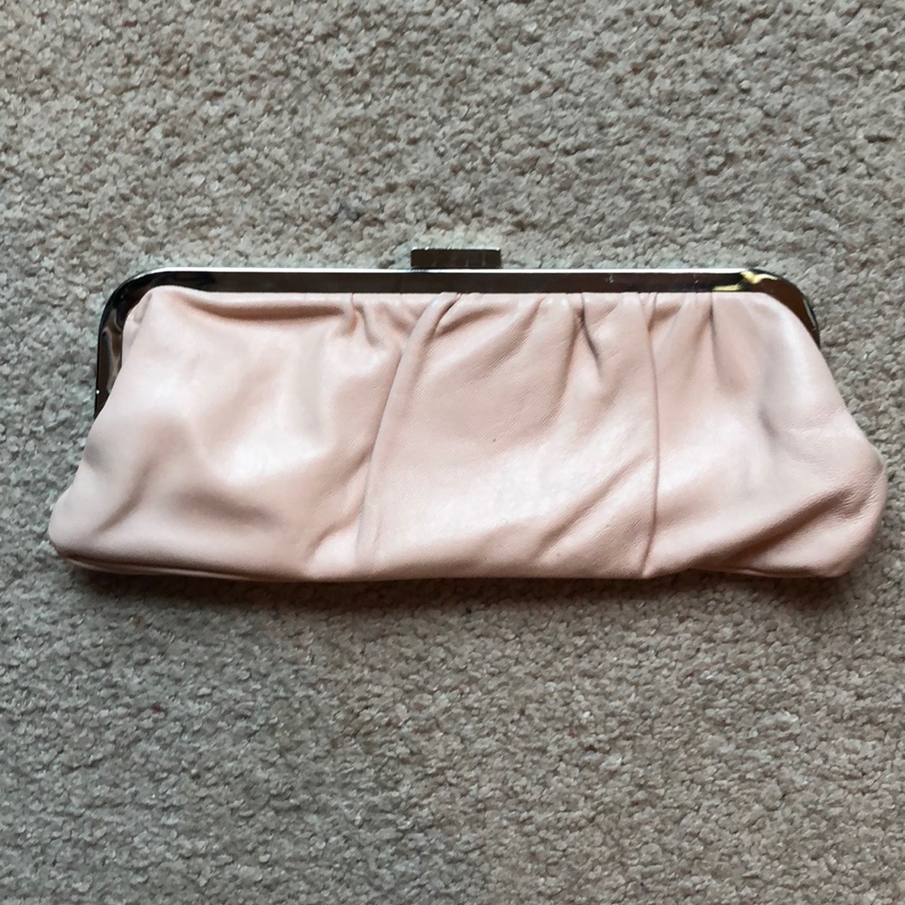 Pale pink leather clutch